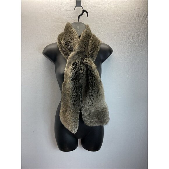 Restoration Hardware Brown Faux Fur 54 inch Long Crossover Collar Scarf‎ - Picture 1 of 6